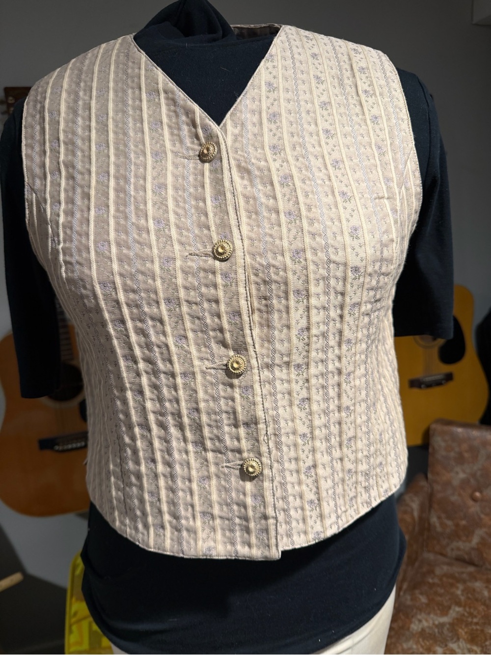 Classic Cream Quilted Button-Front Women's Vest